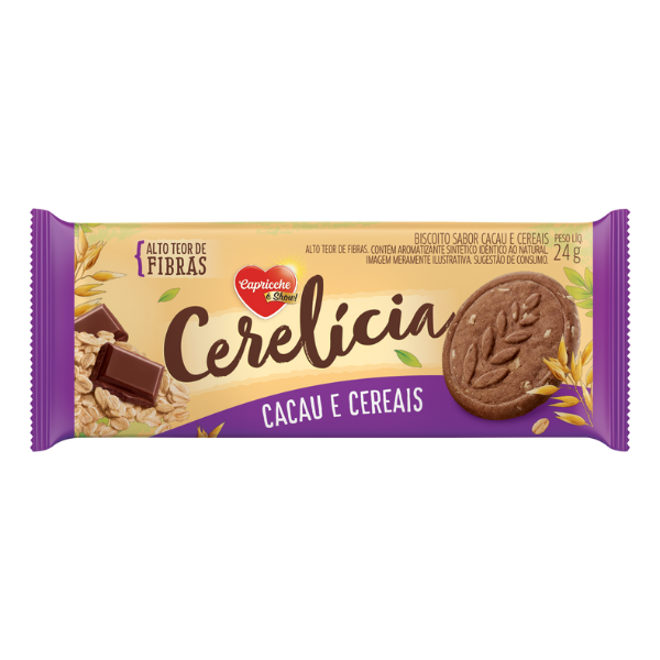 Biscoito Amanteigado Cerelícia Cacau e Cereais 24g