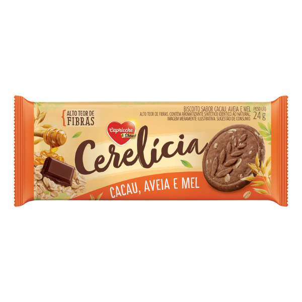 Biscoito Amanteigado Cerelícia Cacau, Aveia e Mel 24g