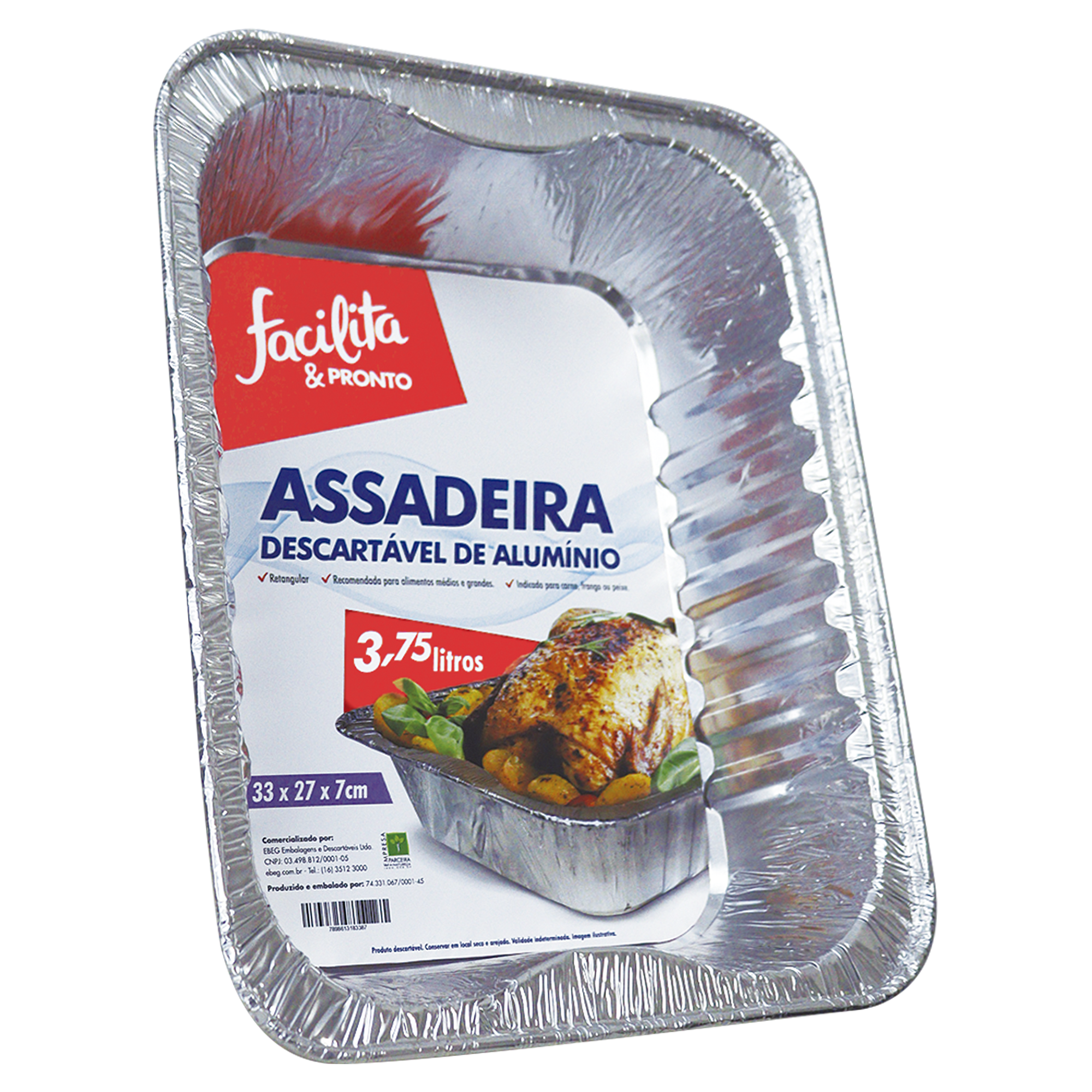 Assadeira Retangular de Alumínio 3750ml Facilita & Pronto