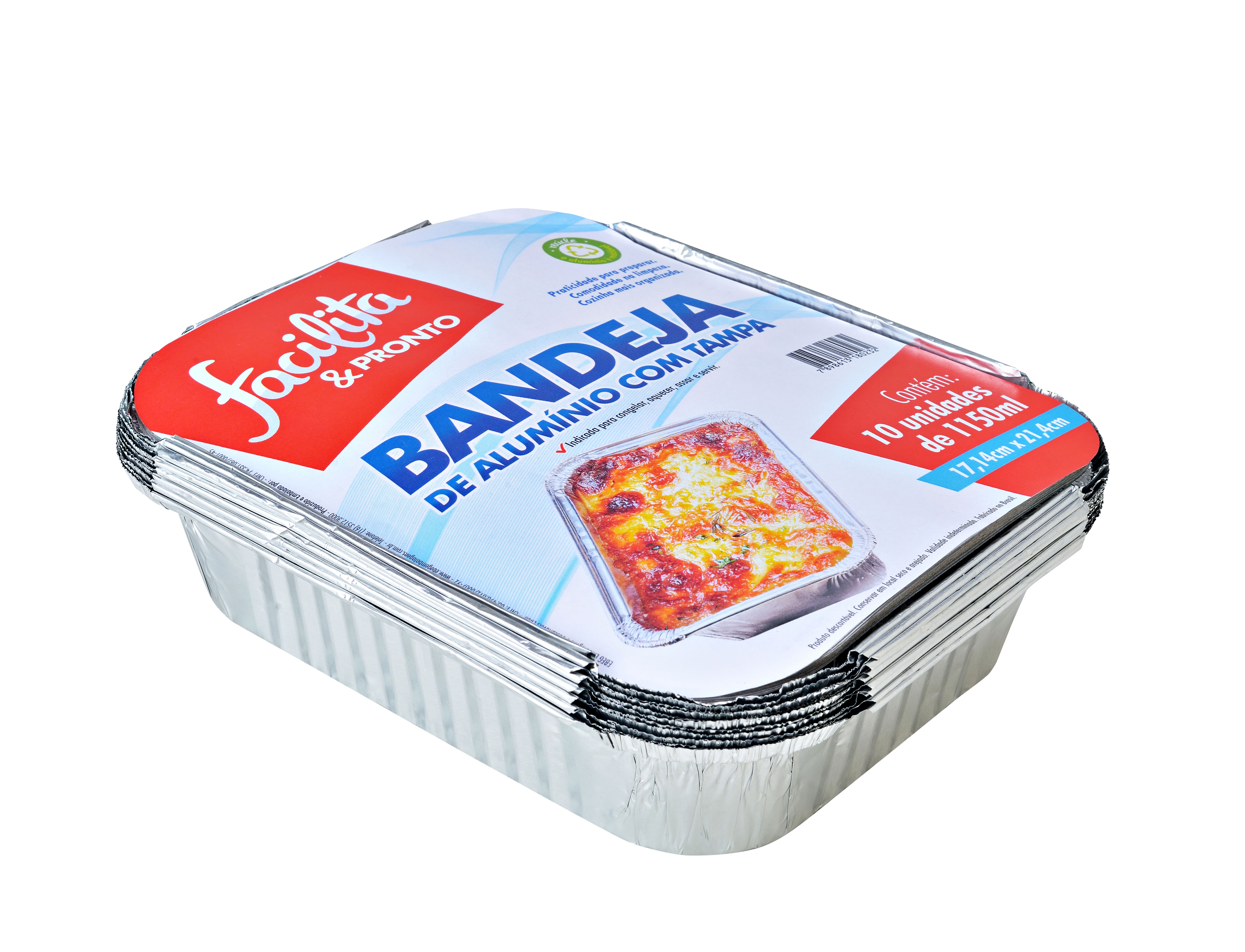 Bandeja de Alumínio 1150ml Facilita & Pronto Pacote com 10 unidades