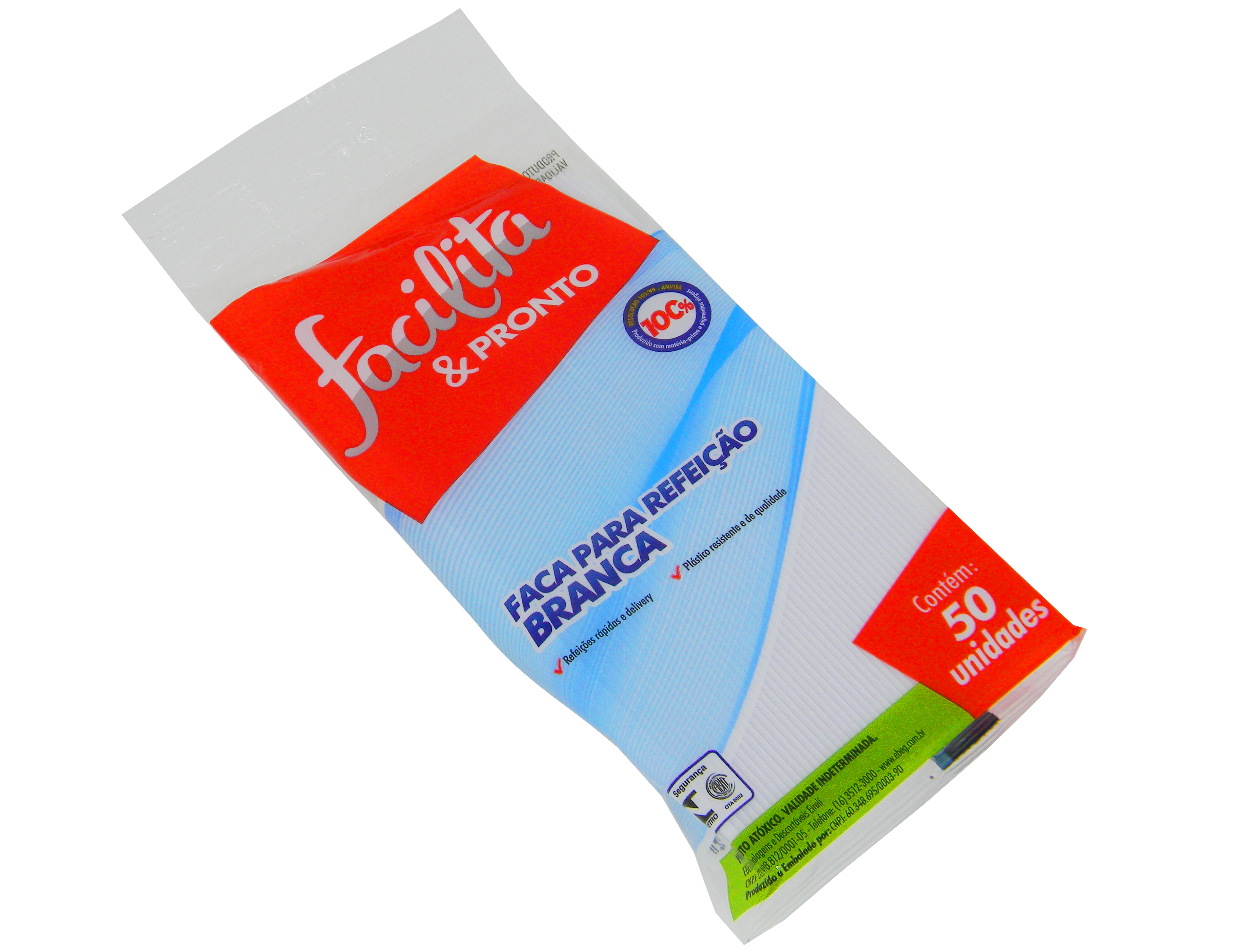Dinner Disposable Knife White Facilita & Pronto Pack of 50 units