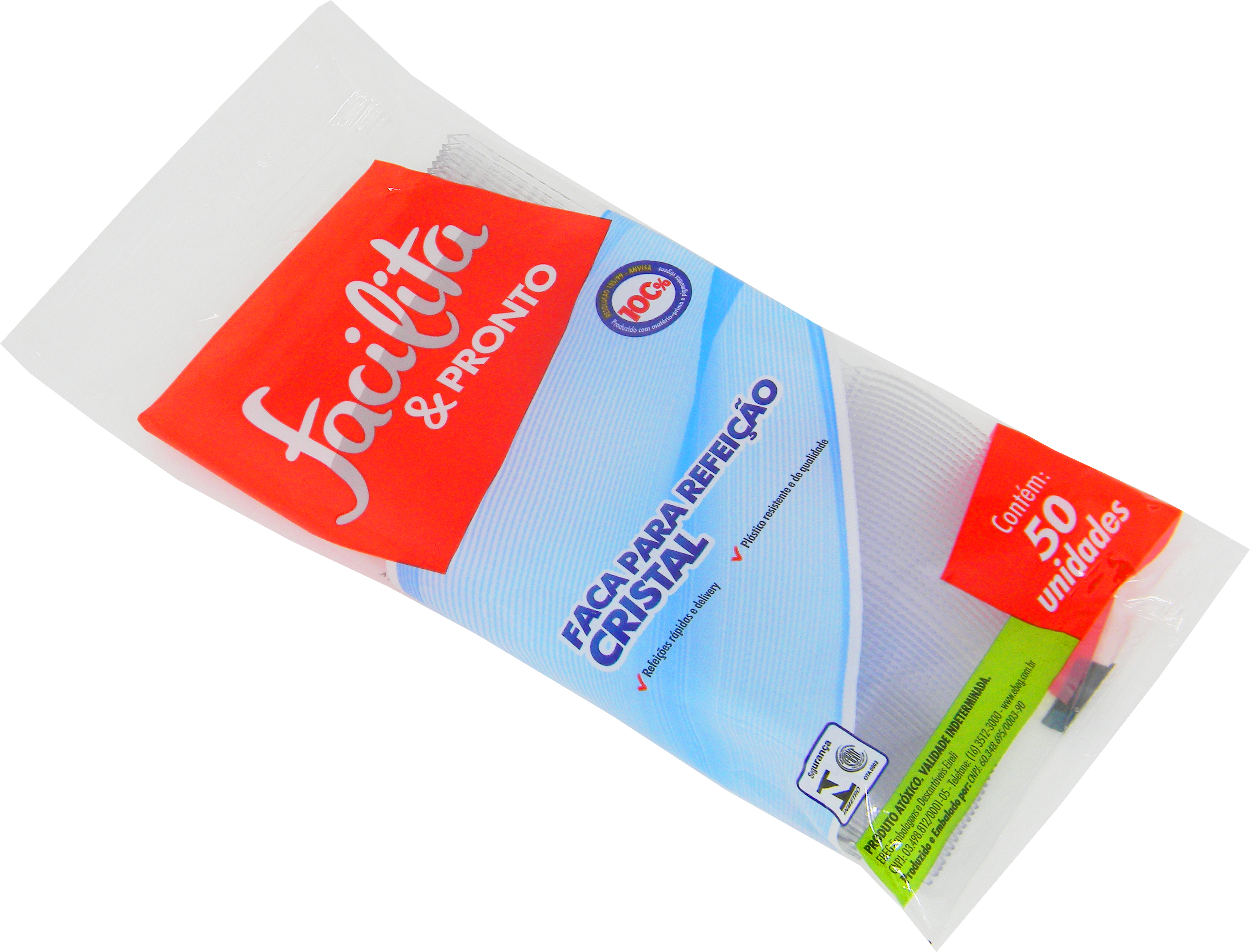 Dinner Disposable Knife Transparent Facilita & Pronto Pack of 50 units