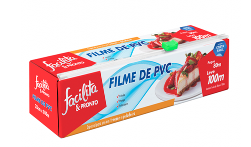 PVC Cling Film 28 cm x 100m with Dispenser Facilita & Pronto