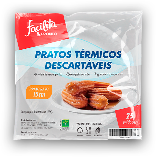 Foam Plate PR15/R Flat 15 cm Facilita & Pronto Pack of 25 units