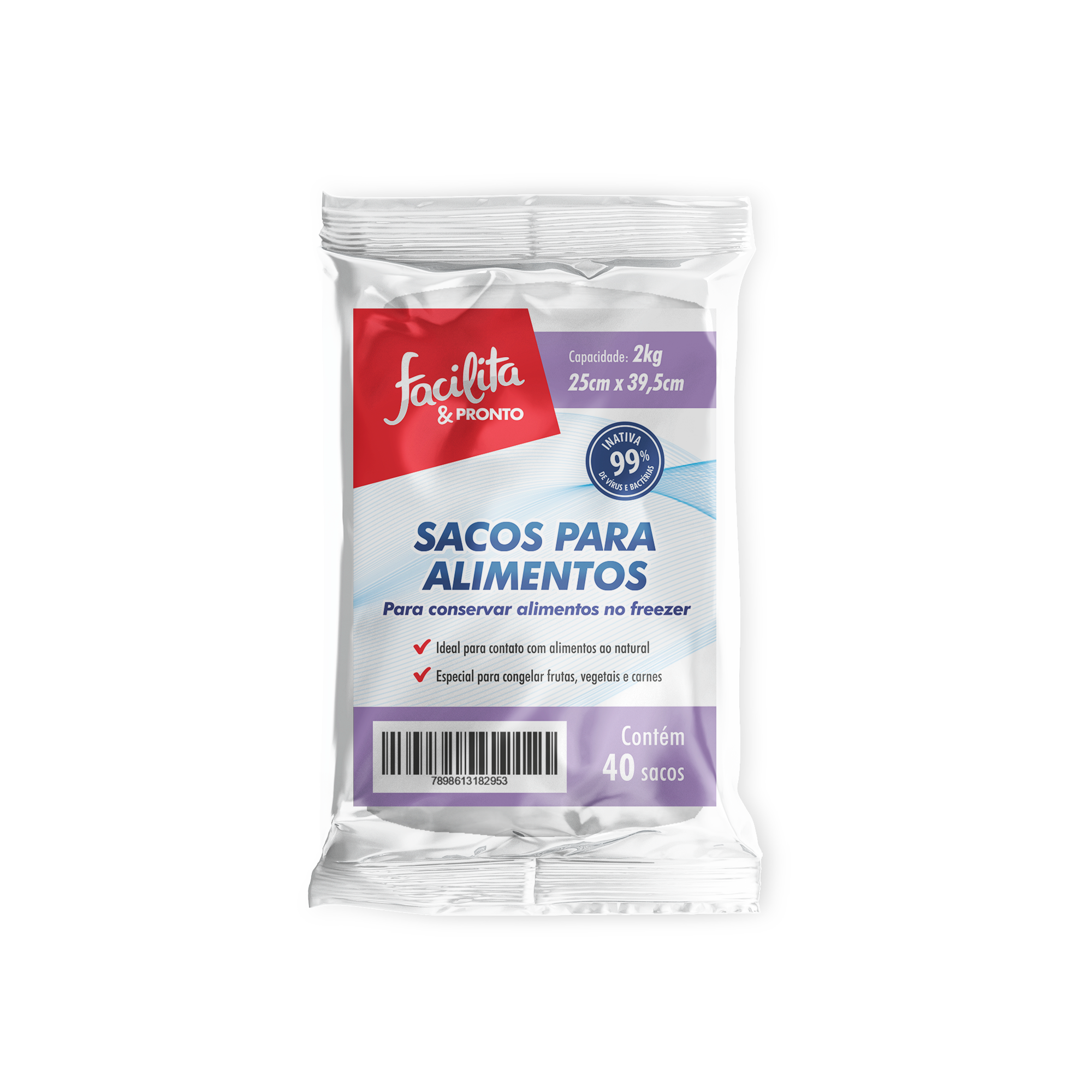 BOLSA PARA ALIMENTOS 2KG 25 X 39,5 CM FACILITA & PRONTO PAQUETE CON 50 UNIDADES