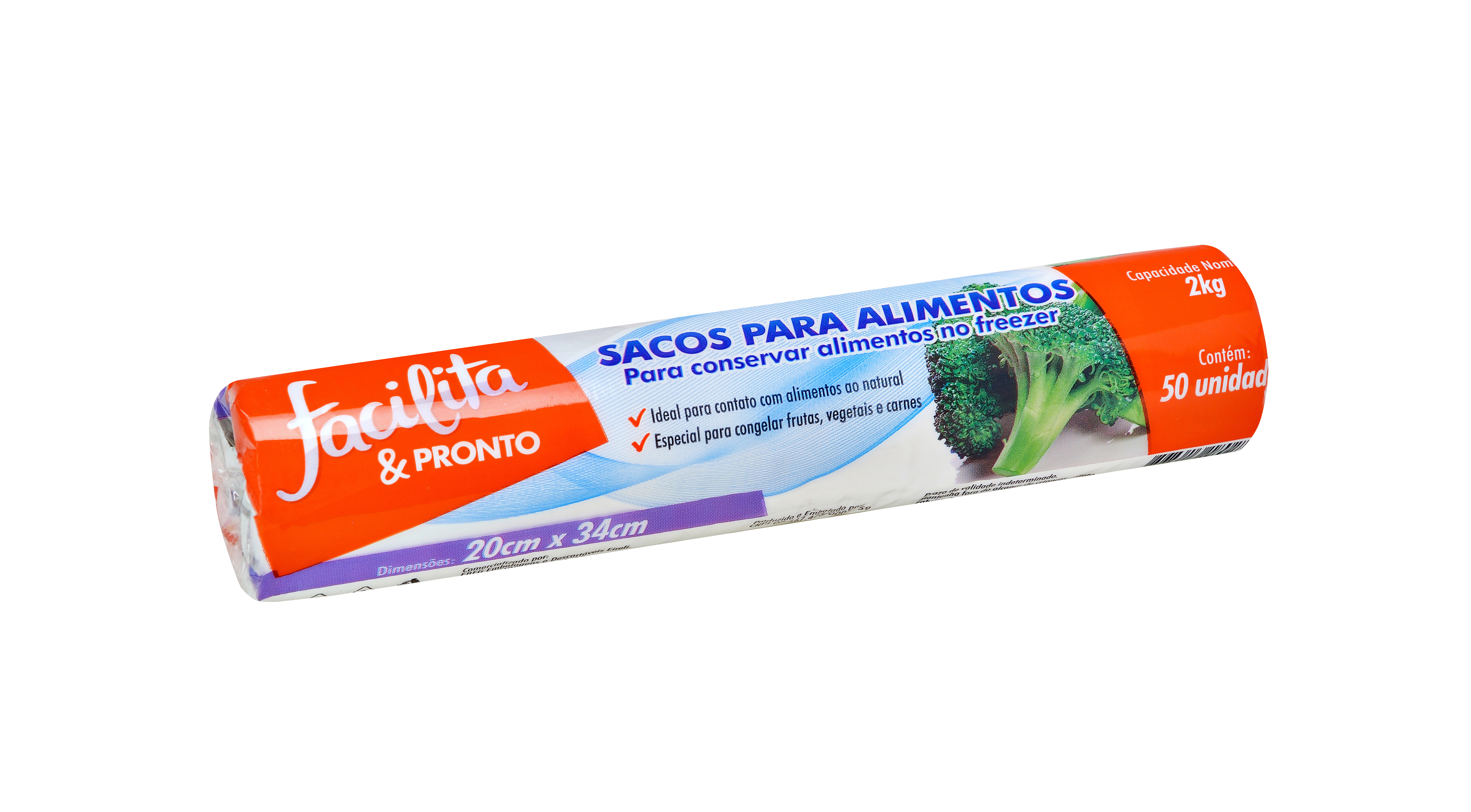 BOLSA PARA ALIMENTOS 2KG 20 X 34 CM FACILITA & PRONTO PAQUETE CON 50 UNIDADES