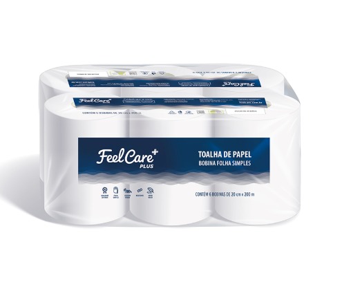 TOALLA FEEL CARE PLUS BOBINA HOJA SIMPLE 200M