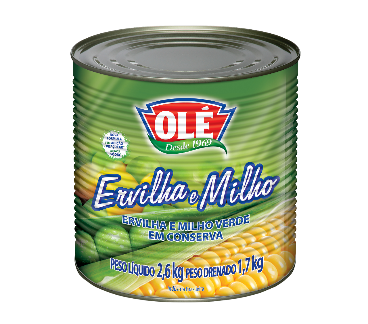 Ervilha e Milho Verde em Lata Olé 1700g Caixa com 6 unidades
