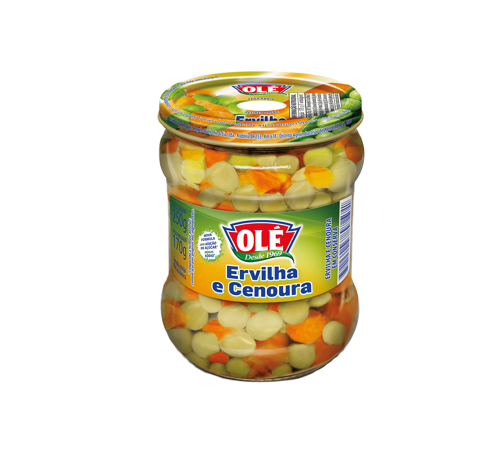 Ervilha e Cenoura em Vidro Olé 170g Caixa com 12 unidades