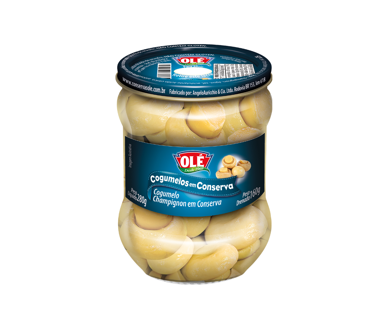 Cogumelos em Vidro Olé 160g Caixa com 24 unidades