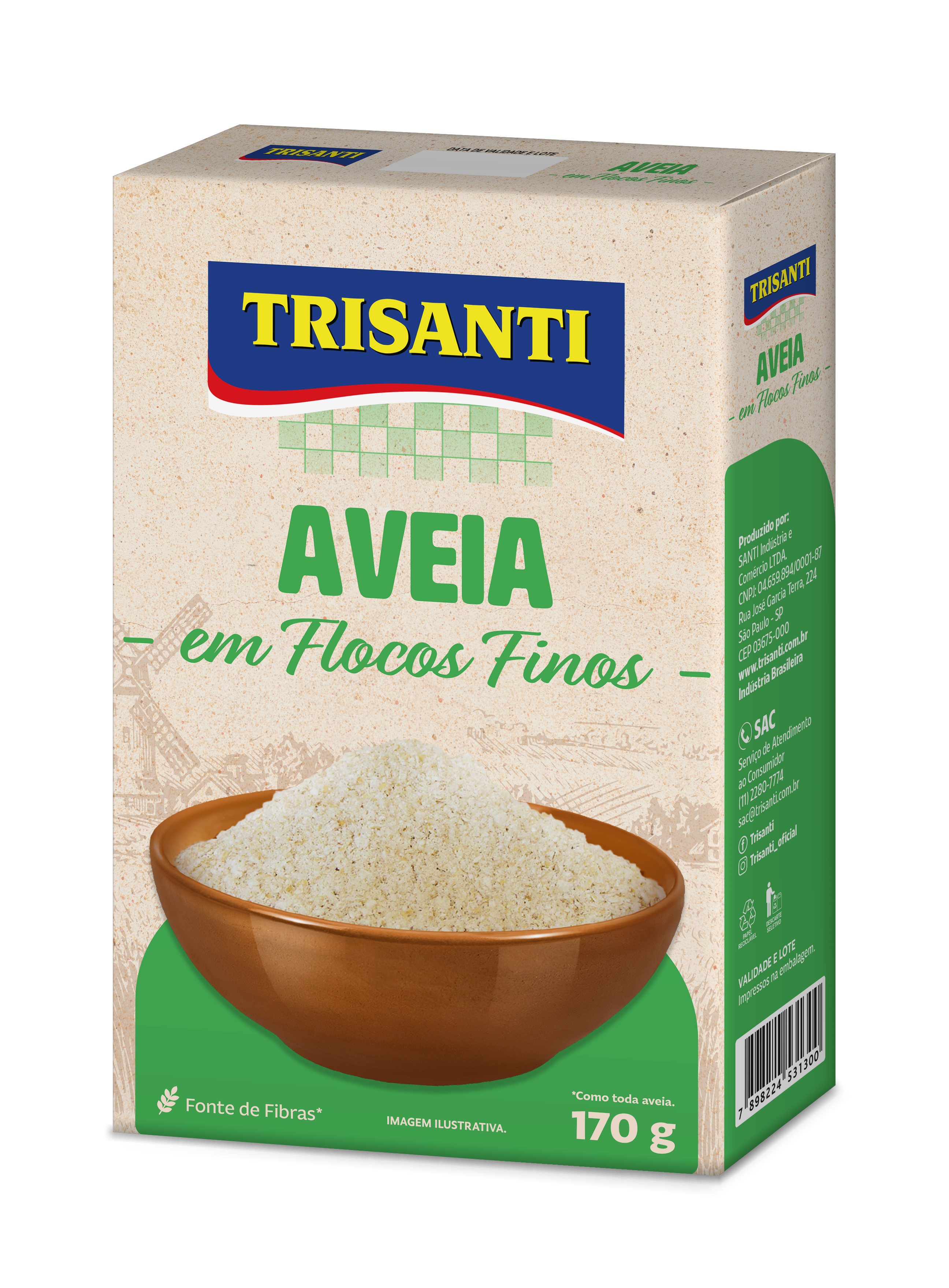 Aveia em Flocos Finos Trisanti 170g