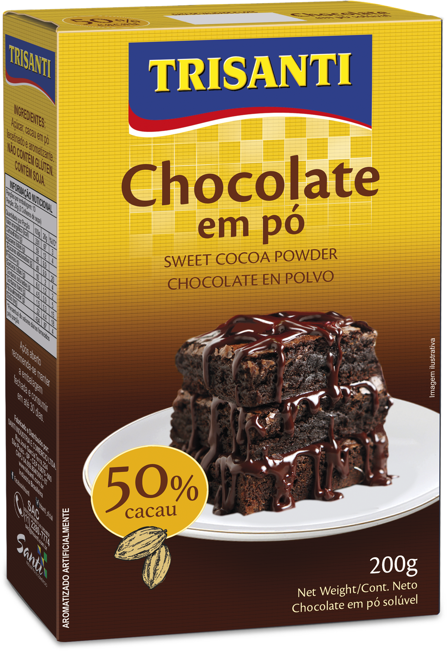 CHOCOLATE EN POLVO 50% CACAO TRISANTI 200G