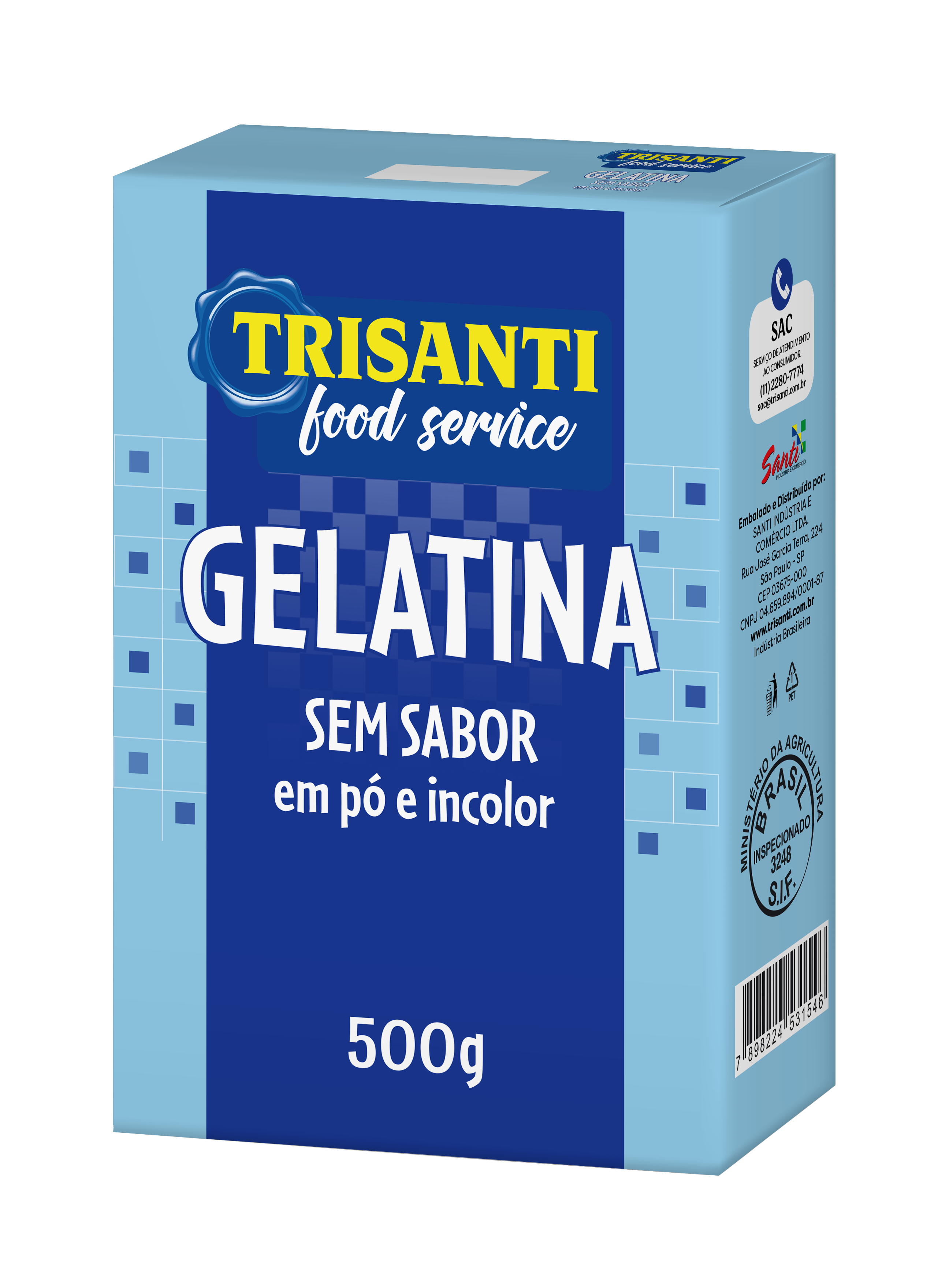 Unflavored Gelatin Trisanti (Food Service - Professional Use) 500g