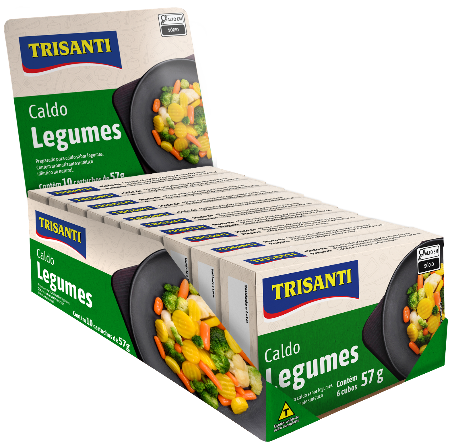 CALDO EN CUBOS SABOR VERDURAS TRISANTI 57G (DISPLAY 12X10)